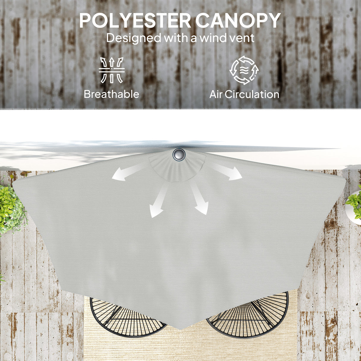 Polyester Half Parasol Umbrella 269cm Wide x 138cm Depth - Velmora