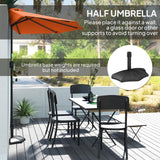Polyester Half Parasol Umbrella 269cm Wide x 138cm Depth - Velmora