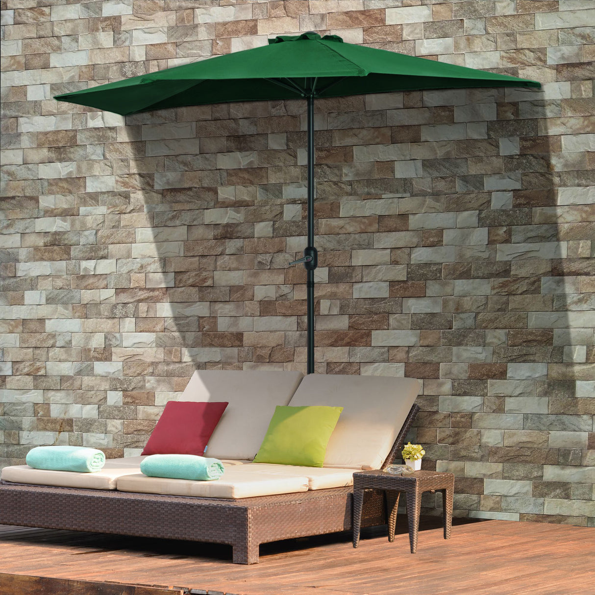 Polyester Half Parasol Umbrella 293cm Wide x 150cm Depth - Velmora
