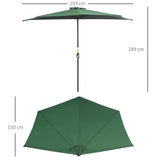 Polyester Half Parasol Umbrella 293cm Wide x 150cm Depth - Velmora