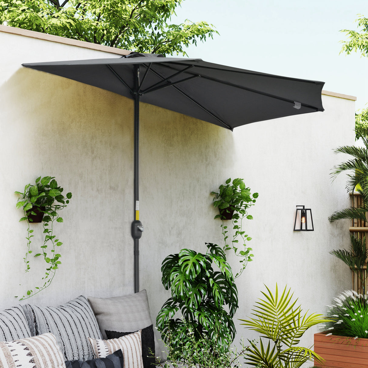 Polyester Half Parasol Umbrella 293cm Wide x 150cm Depth - Velmora