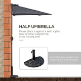Polyester Half Parasol Umbrella 293cm Wide x 150cm Depth - Velmora