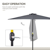 Polyester Half Parasol Umbrella 293cm Wide x 150cm Depth - Velmora