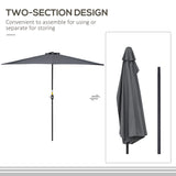 Polyester Half Parasol Umbrella 293cm Wide x 150cm Depth - Velmora