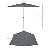 Polyester Half Parasol Umbrella 293cm Wide x 150cm Depth - Velmora