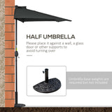 Polyester Half Parasol Umbrella 293cm Wide x 150cm Depth - Velmora