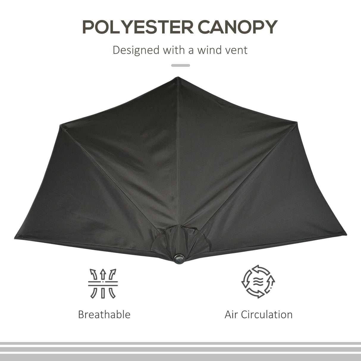 Polyester Half Parasol Umbrella 293cm Wide x 150cm Depth - Velmora