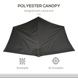 Polyester Half Parasol Umbrella 293cm Wide x 150cm Depth - Velmora