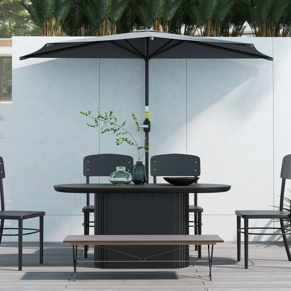 Polyester Half Parasol Umbrella 293cm Wide x 150cm Depth - Velmora