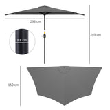 Polyester Half Parasol Umbrella 293cm Wide x 150cm Depth - Velmora