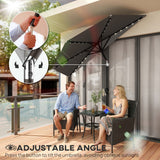Polyester Half Parasol Umbrella With 25 Solar LED Light 265cm Wide x 135cm Depth - Velmora