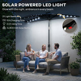 Polyester Half Parasol Umbrella With 25 Solar LED Light 265cm Wide x 135cm Depth - Velmora