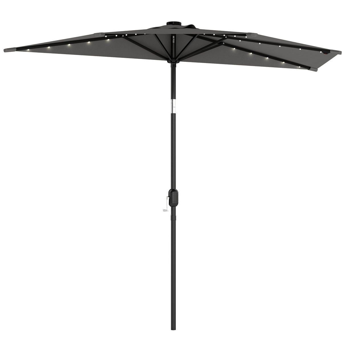 Polyester Half Parasol Umbrella With 25 Solar LED Light 265cm Wide x 135cm Depth - Velmora