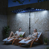 Polyester Half Parasol Umbrella With 25 Solar LED Light 265cm Wide x 135cm Depth - Velmora
