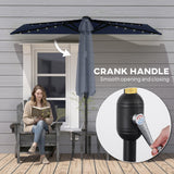 Polyester Half Parasol Umbrella With 25 Solar LED Light 265cm Wide x 135cm Depth - Velmora