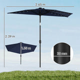 Polyester Half Parasol Umbrella With 25 Solar LED Light 265cm Wide x 135cm Depth - Velmora