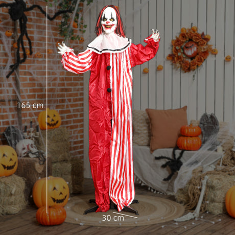 Polyester Halloween Animated Clown 165cm High With Glowing Eyes - Velmora
