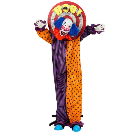 Polyester Halloween Animated Clown 167cm High With Glowing Eyes - Velmora