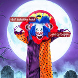 Polyester Halloween Animated Clown 167cm High With Glowing Eyes - Velmora