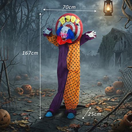 Polyester Halloween Animated Clown 167cm High With Glowing Eyes - Velmora