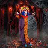 Polyester Halloween Animated Clown 167cm High With Glowing Eyes - Velmora