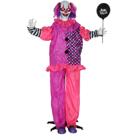 Polyester Halloween Animated Clown 175cm High With Glowing Eyes - Velmora