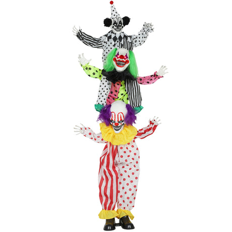 Polyester Halloween Animated Clown 180cm High With Glowing Eyes - Velmora