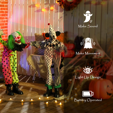 Polyester Halloween Animated Clown 180cm High With Glowing Eyes - Velmora