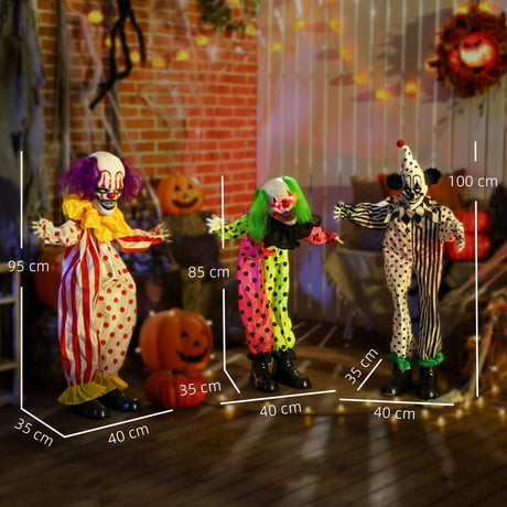 Polyester Halloween Animated Clown 180cm High With Glowing Eyes - Velmora
