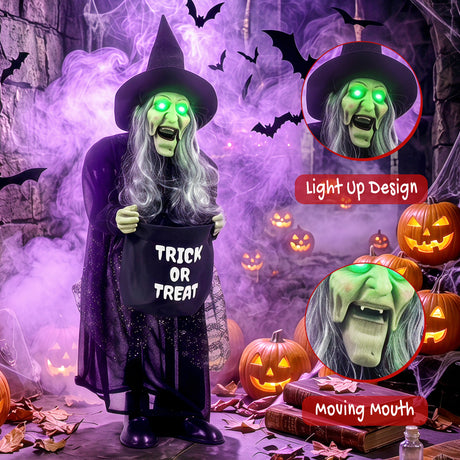 Polyester Halloween Animated Witch 94cm High - Velmora