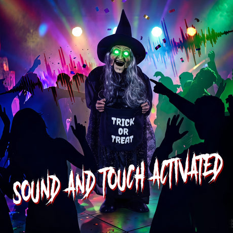 Polyester Halloween Animated Witch 94cm High - Velmora