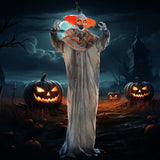 Polyester Halloween Clown 183cm High With Glowing Eyes - Velmora