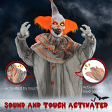 Polyester Halloween Clown 183cm High With Glowing Eyes - Velmora