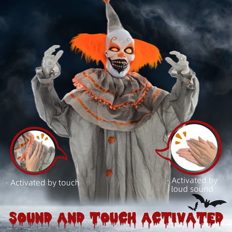 Polyester Halloween Clown 183cm High With Glowing Eyes - Velmora