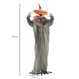 Polyester Halloween Clown 183cm High With Glowing Eyes - Velmora