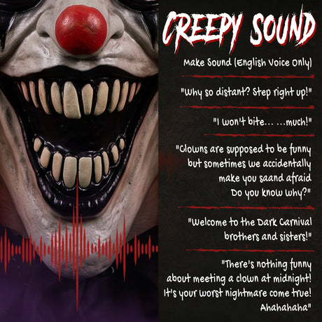 Polyester Halloween Face Changing Clown 85cm High With Glowing Eyes - Velmora