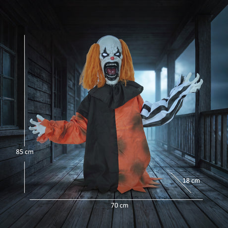Polyester Halloween Face Changing Clown 85cm High With Glowing Eyes - Velmora