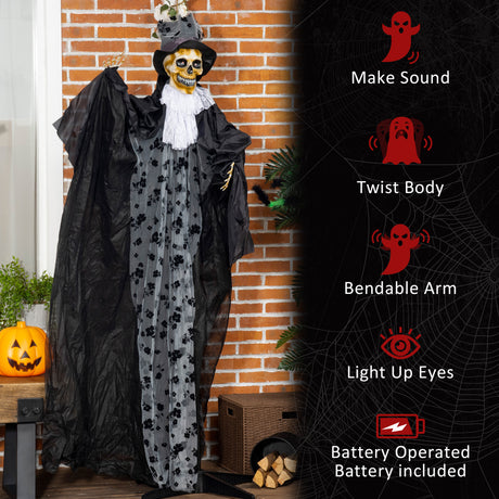 Polyester Halloween Ghost Bridegroom 189cm High With Glowing Eyes - Velmora