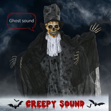 Polyester Halloween Ghost Bridegroom 189cm High With Glowing Eyes - Velmora