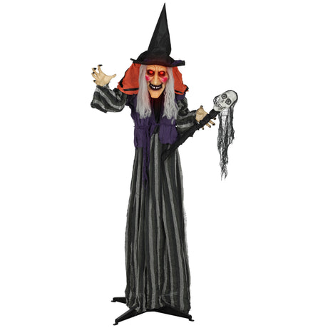 Polyester Halloween Lifelike Moving Witch 160cm High With Glowing Eyes - Velmora