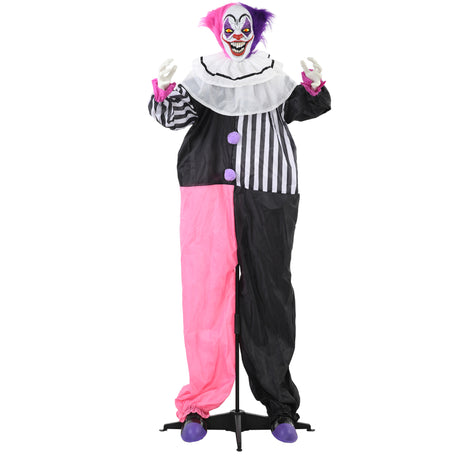 Polyester Halloween Scary Laughing Clown 173cm High With Glowing Eyes - Velmora