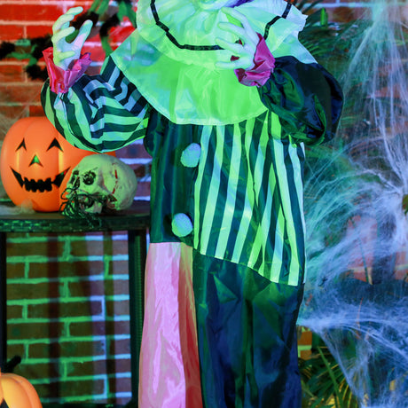 Polyester Halloween Scary Laughing Clown 173cm High With Glowing Eyes - Velmora