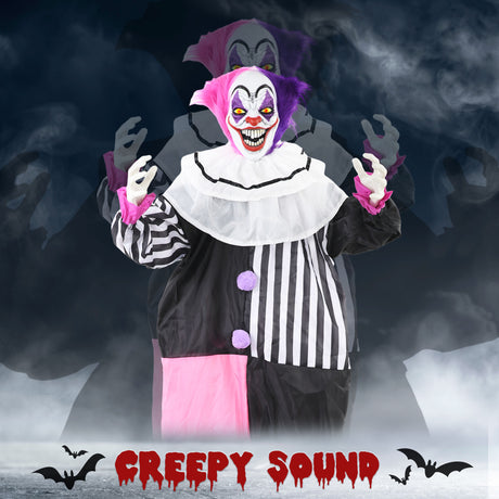 Polyester Halloween Scary Laughing Clown 173cm High With Glowing Eyes - Velmora