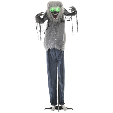 Polyester Halloween Skeleton Werewolf 210cm High With Glowing Eyes - Velmora
