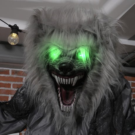 Polyester Halloween Skeleton Werewolf 210cm High With Glowing Eyes - Velmora