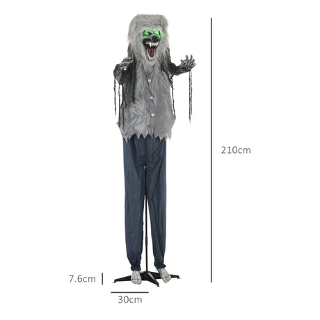 Polyester Halloween Skeleton Werewolf 210cm High With Glowing Eyes - Velmora