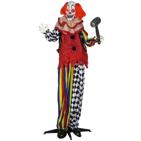 Polyester Halloween Standing Clown 173cm High With Glowing Eyes - Velmora