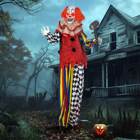 Polyester Halloween Standing Clown 173cm High With Glowing Eyes - Velmora