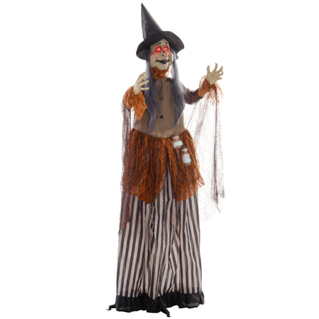 Polyester Halloween Witch 183cm High With Red Light Up Eyes - Velmora