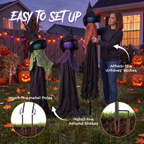 Polyester Halloween Witch Holding Hands 120cm High - Velmora